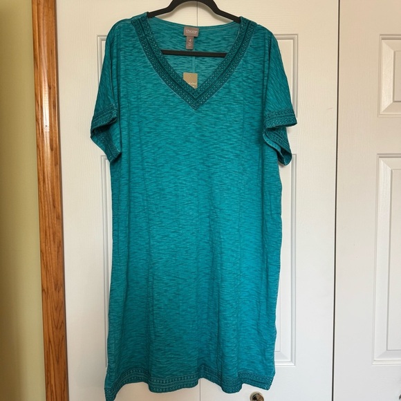 Chico's Dresses & Skirts - Chico’s Women V Neck Knee Length Stretchy Cotton Knit Dress NWT